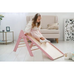 Luna Toys Roze Houten Klimrek Met Glijbaan LU-36974 -Dirkje || Jollein || bébé-jou Verkoopwinkel pink 1