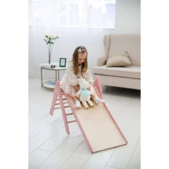 Luna Toys Roze Houten Klimrek Met Glijbaan LU-36974 -Dirkje || Jollein || bébé-jou Verkoopwinkel pink 4