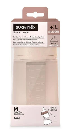 Suavinex Essence Pink Medium Flow 240 Ml Silicone Fles SXSEX20081207 -Dirkje || Jollein || bébé-jou Verkoopwinkel suavinex essence pink medium flow 240 ml silicone fles sxsex20081207 3