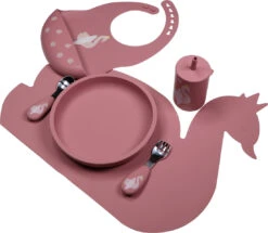 Tryco Dusty Rose Siliconen Bord TR-392818 -Dirkje || Jollein || bébé-jou Verkoopwinkel swan dusty rose silicone collection 02 3
