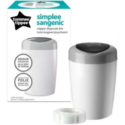 Tommee Tippee Simplee Sangenic Tub Wit/Grijs Luieremmer 87003103 (eco) -Dirkje || Jollein || bébé-jou Verkoopwinkel tommee tippee simplee sangenic wit grijs luieremmer 1 4