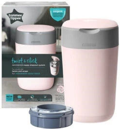 Tommee Tippee Twist & Click Gentle Pink Luieremmer 85100202 (eco) -Dirkje || Jollein || bébé-jou Verkoopwinkel tommee tippee twist click gentle pink luieremmer 85101301 2 1